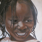 wereldkind Afrika. acryl op doek, 90/90cm. 2014, verkocht.